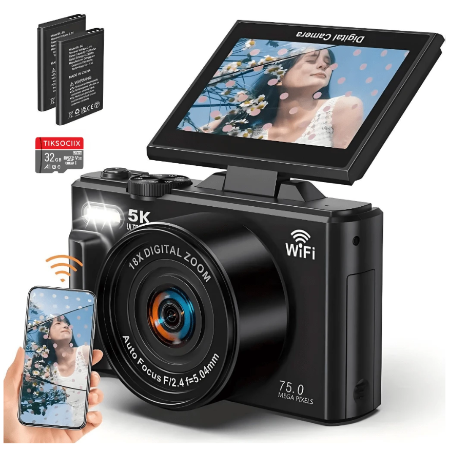 5K UHD Digital Vlogging Camera with Flip Screen