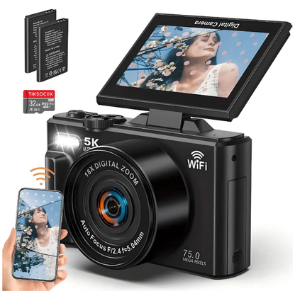 5K UHD Digital Vlogging Camera with Flip Screen
