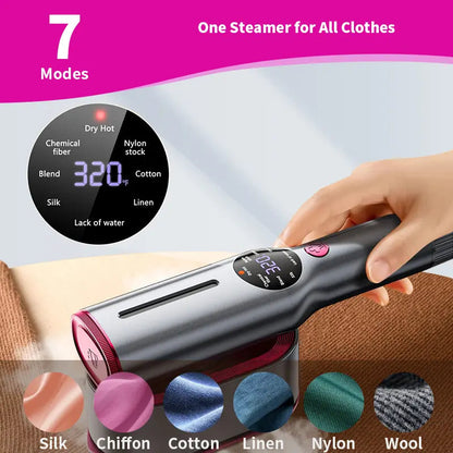 Garment Steamer for Clothes, Portable Travel Clothing Steamer Iron, 7 Mode with LED Display, 5s Fast Heating, 90° Swivel Handle, New Year Gift,Summervibes